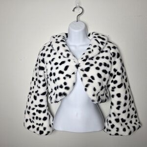Stylish Black and White Faux Fur Jacket